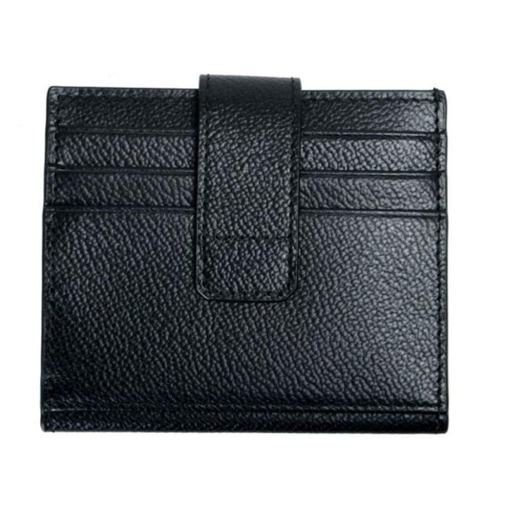 Prada Black Grey Vitello Grain Leather Card Case Bifold Wallet 2MC049