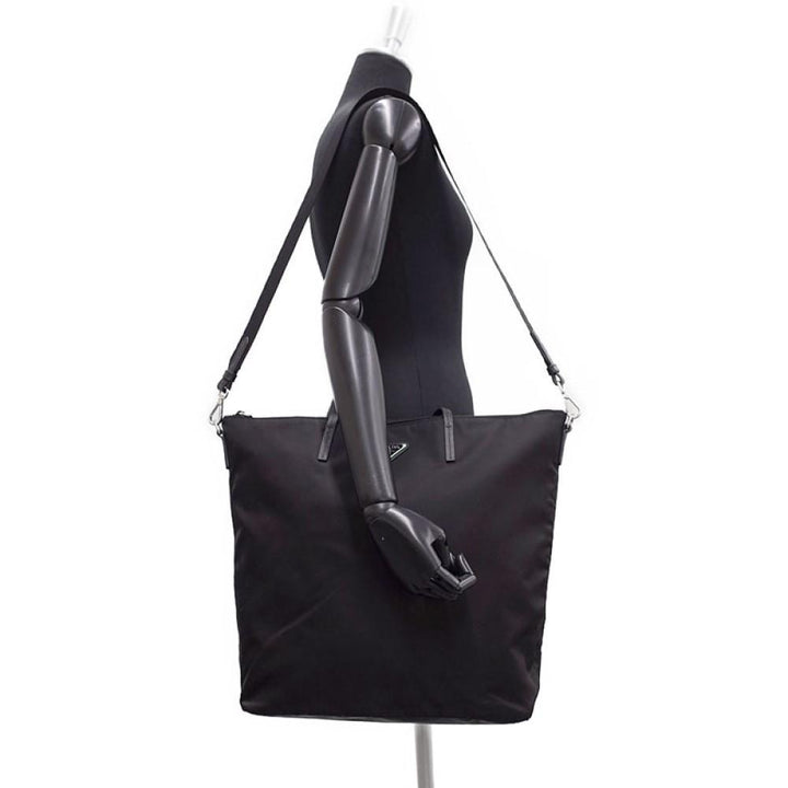 Prada Tessuto Nylon Black Convertible Shopping Tote 1BG189
