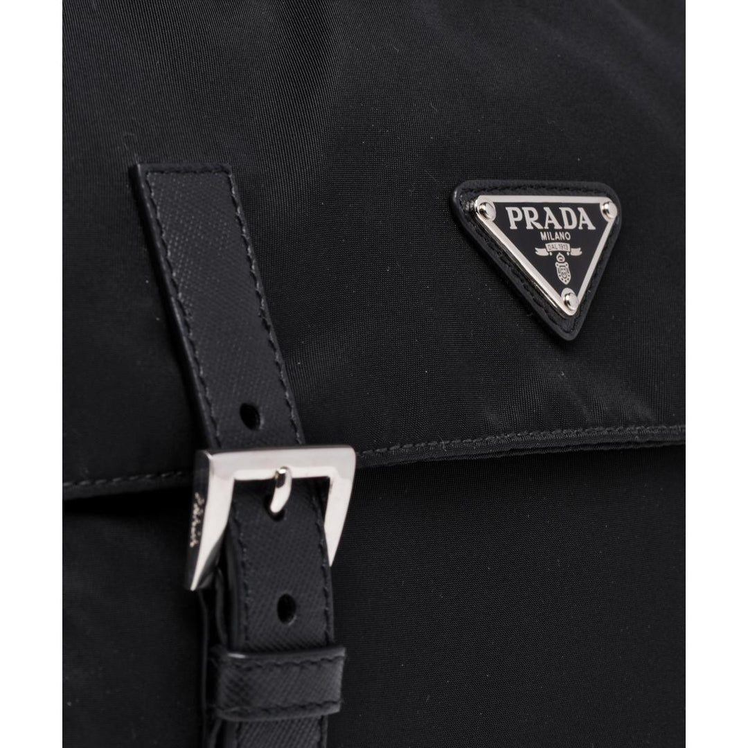 Prada Black Nylon Triangle Logo Messenger Bag 1BD671