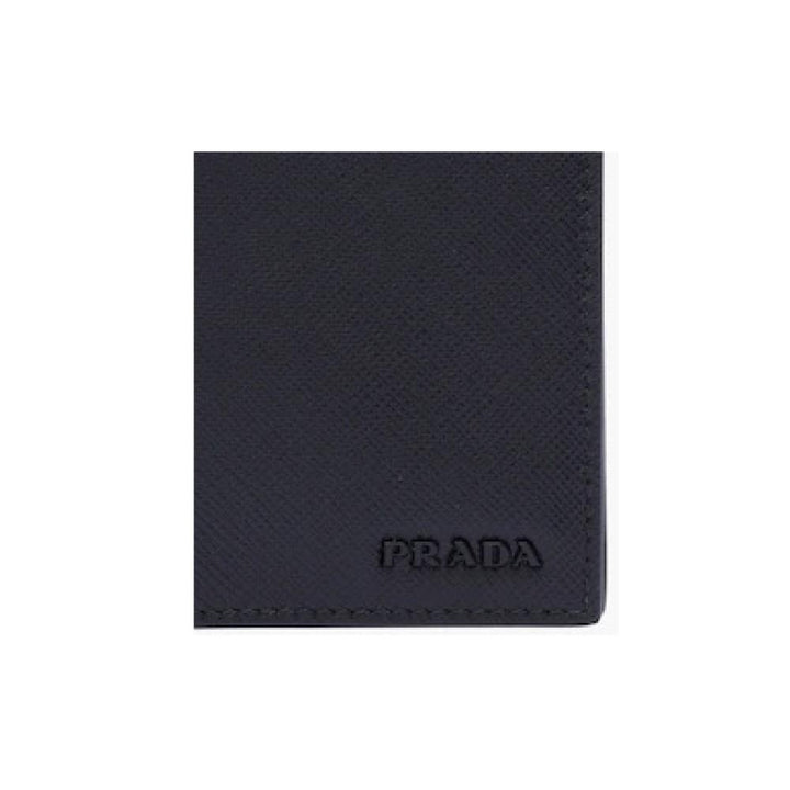 Prada Black Saffiano Leather Camouflage Print Vertical Card Holder 2MC101
