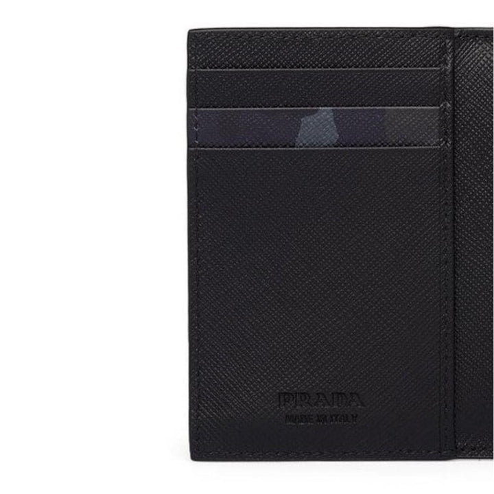 Prada Black Saffiano Leather Camouflage Print Vertical Card Holder 2MC101
