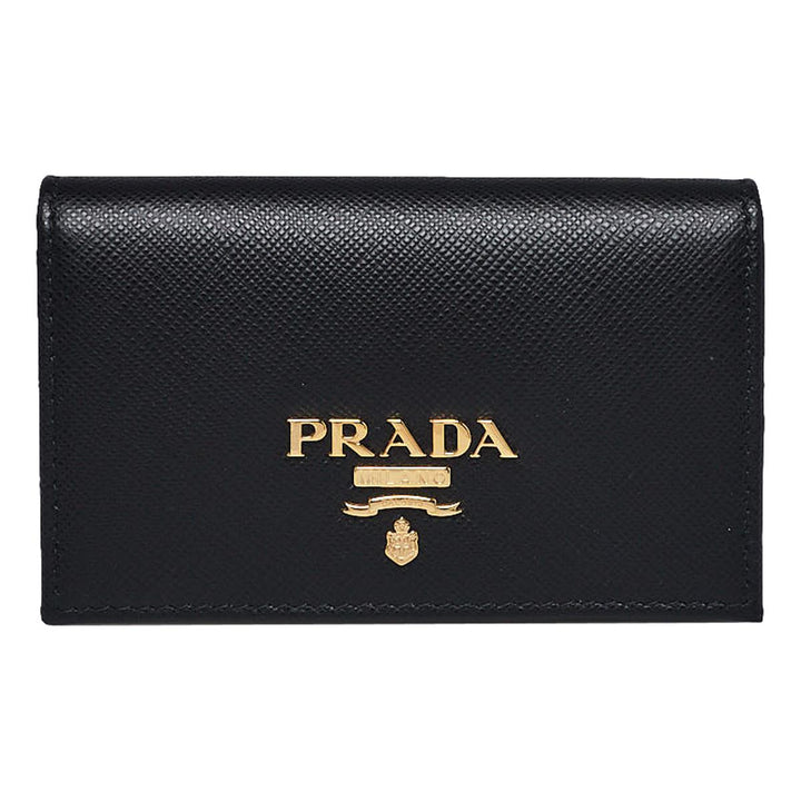 Prada Black Saffiano Leather Credit Card Case Wallet 1MC122