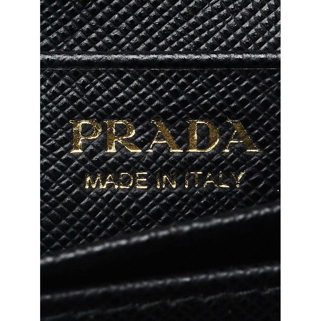 Prada Black Saffiano Leather Credit Card Case Wallet 1MC122