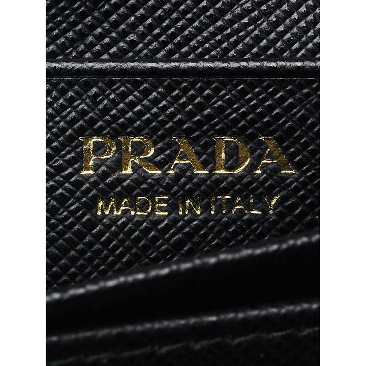 Prada Black Saffiano Leather Credit Card Case Wallet 1MC122