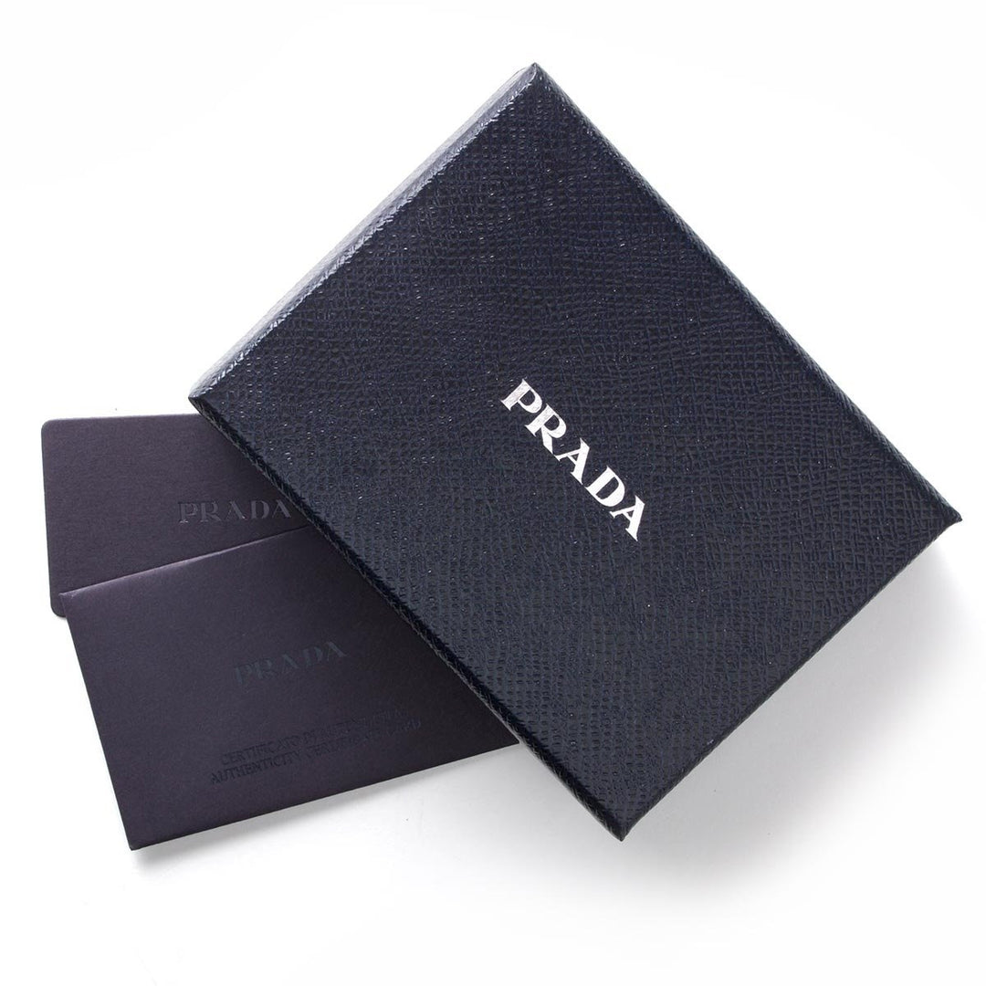 Prada Black Saffiano Leather Envelope Luggage Tag Keychain 1EN022