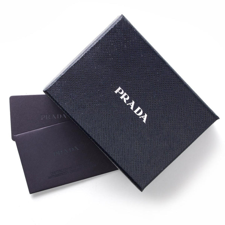 Prada Black Saffiano Leather Envelope Luggage Tag Keychain 1EN022
