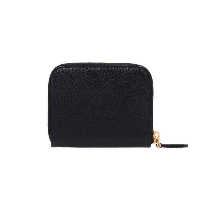 Prada Black Saffiano Leather Gold Zip Coin Purse Wallet 1MM268