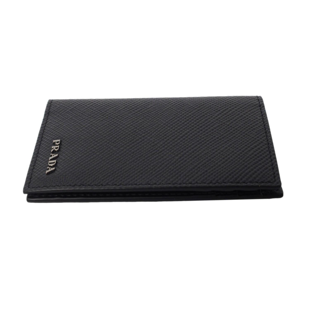 Prada Black Saffiano Leather Vertical Logo Card Holder 2MC101