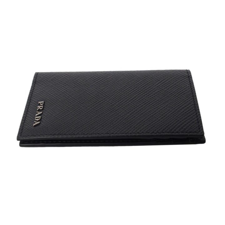 Prada Black Saffiano Leather Vertical Logo Card Holder 2MC101