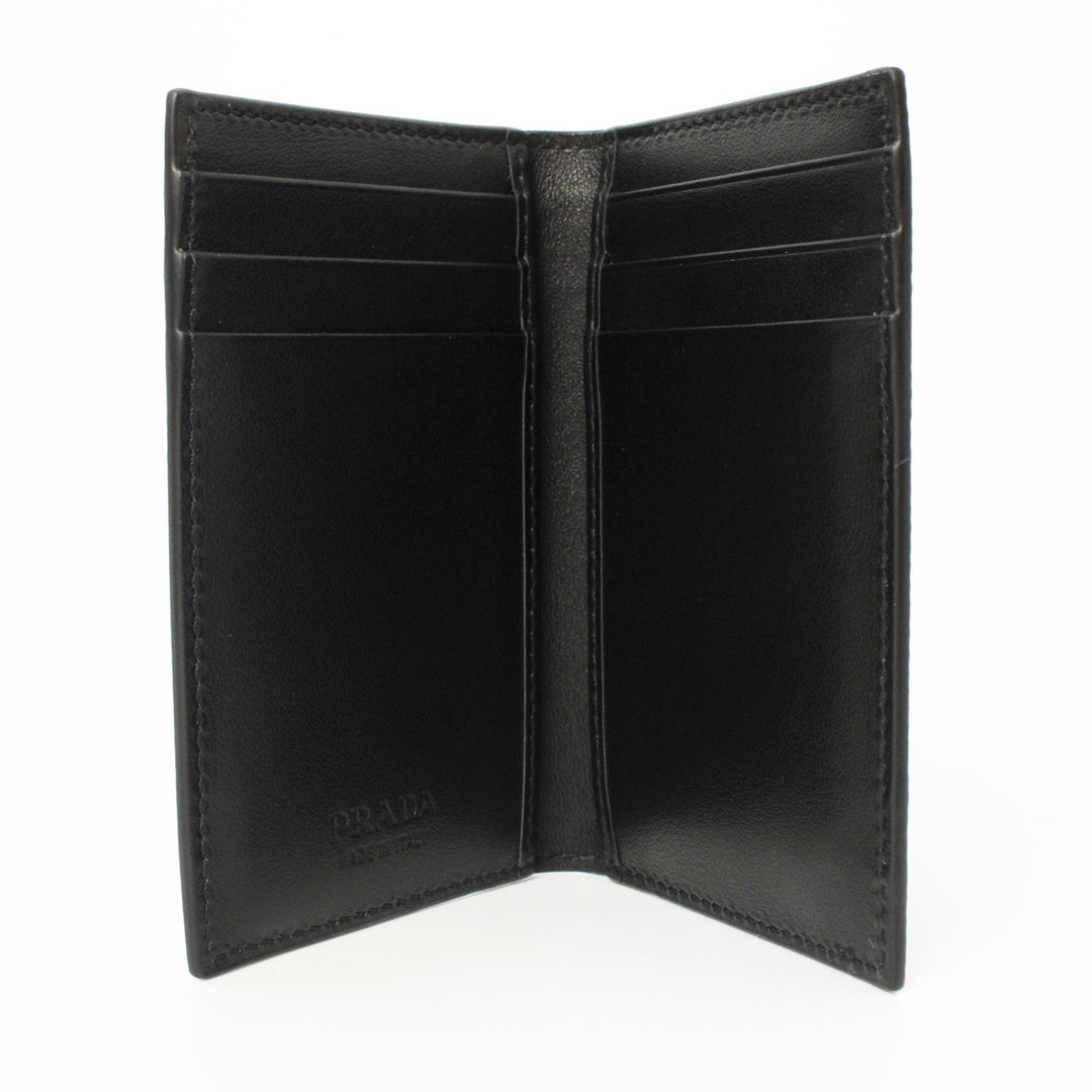 Prada Black Saffiano Leather Vertical Logo Card Holder 2MC101