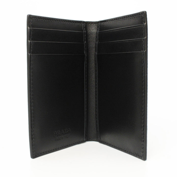 Prada Black Saffiano Leather Vertical Logo Card Holder 2MC101