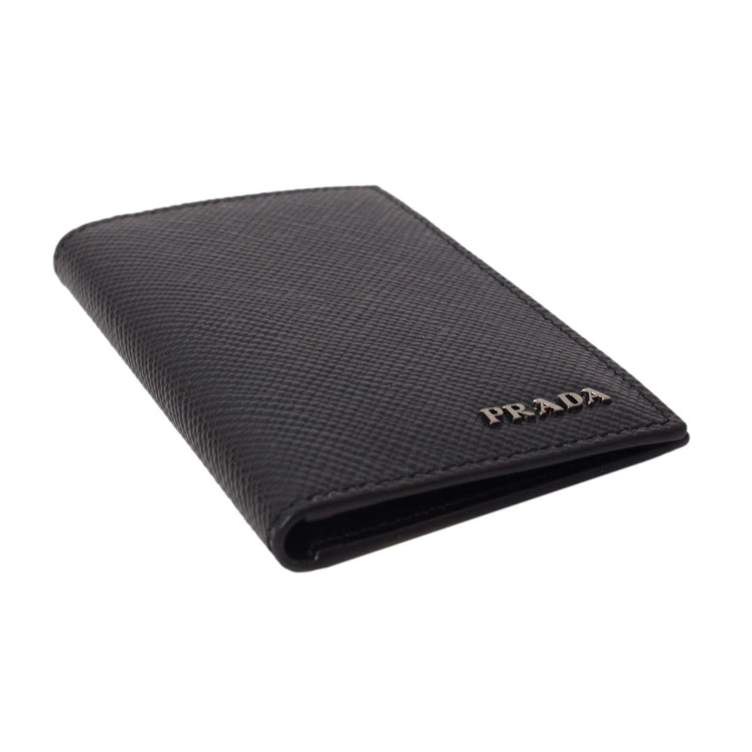 Prada Black Saffiano Leather Vertical Logo Card Holder 2MC101