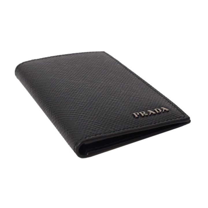Prada Black Saffiano Leather Vertical Logo Card Holder 2MC101