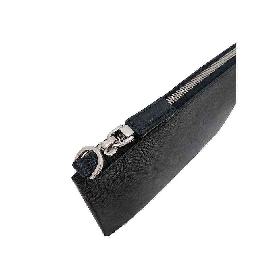 Prada Black Saffiano Voyage Leather Clutch Document Holder 2NG005
