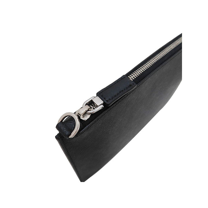 Prada Black Saffiano Voyage Leather Clutch Document Holder 2NG005