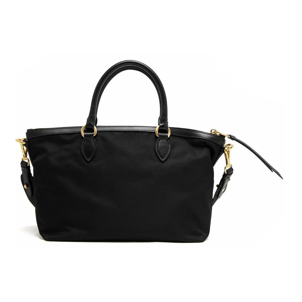 Prada Black Tessuto Nylon Leather Two-Way Satchel Handbag 1BA104