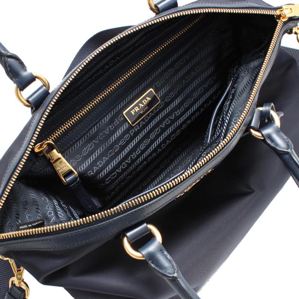 Prada Black Tessuto Nylon Leather Two-Way Satchel Handbag 1BA104