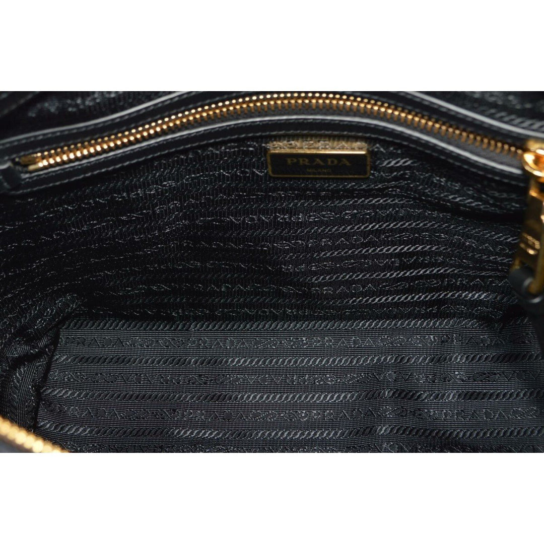 Prada Black Tessuto Nylon Leather Two-Way Satchel Handbag 1BA104