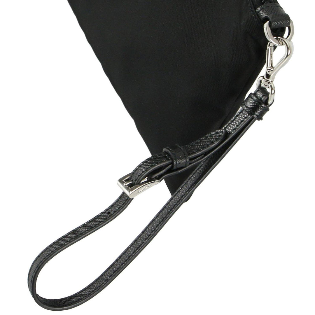 Prada Black Tessuto Nylon Pouch Prada Logo Wristlet Clutch Bag 1NH545