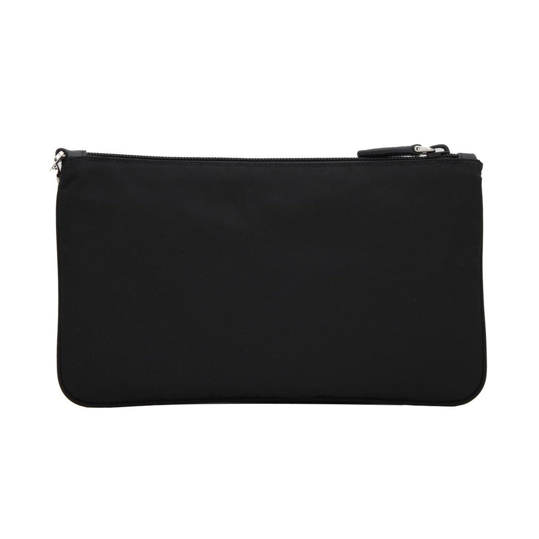 Prada Black Tessuto Nylon Pouch Prada Logo Wristlet Clutch Bag 1NH545