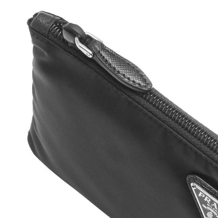 Prada Black Tessuto Nylon Pouch Prada Logo Wristlet Clutch Bag 1NH545