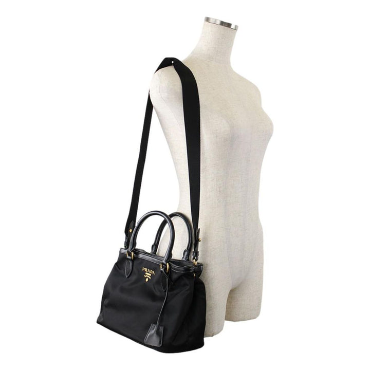 Prada Black Tessuto Nylon Soft Calf Leather Trim Cross Body Bag 1BA172