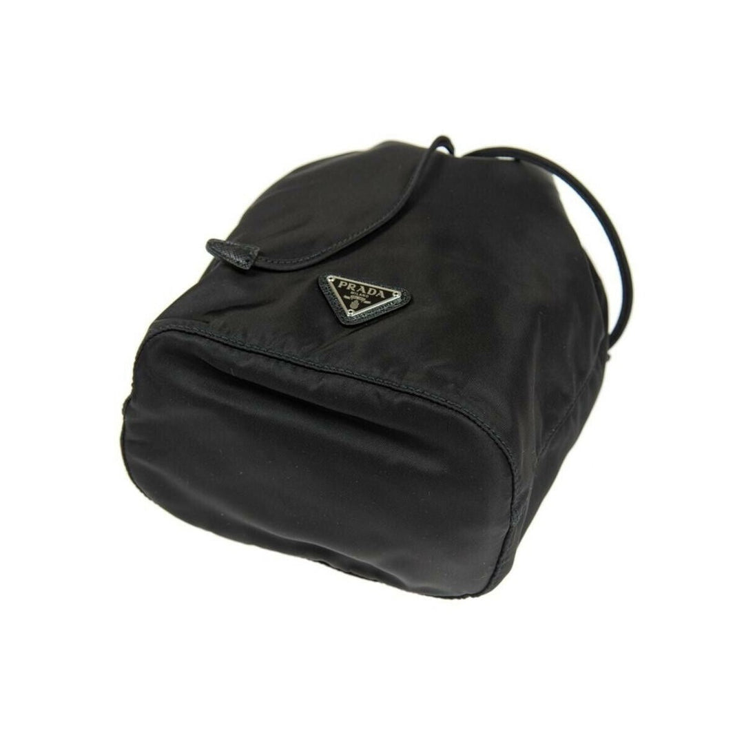 Prada Black Tessuto Nylon Triangle Logo Drawstring Bucket Bag 1NA369