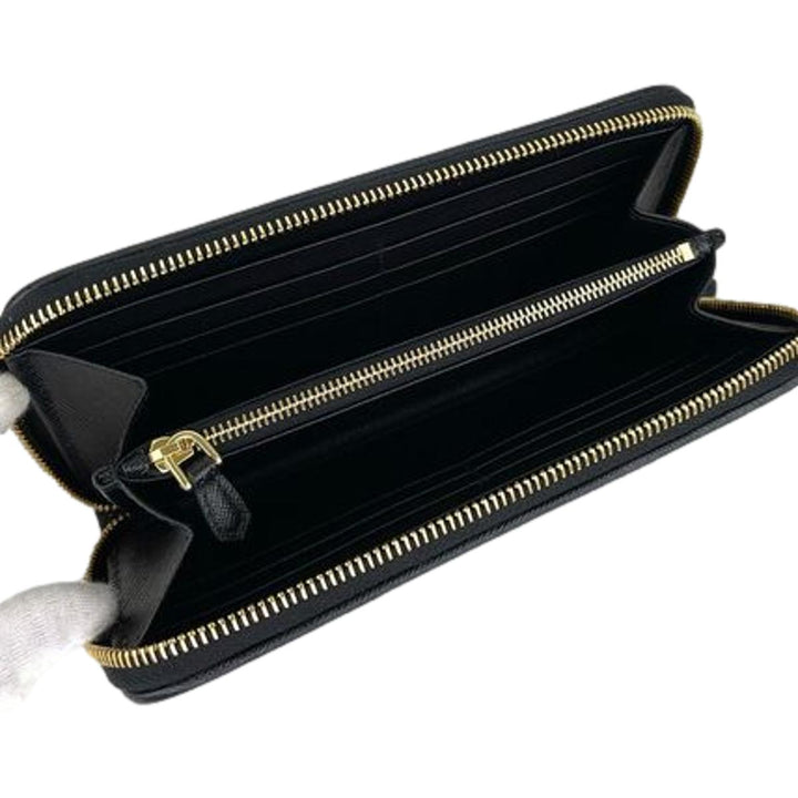 Prada Black Tessuto Nylon Zip Around Wallet 1ML506
