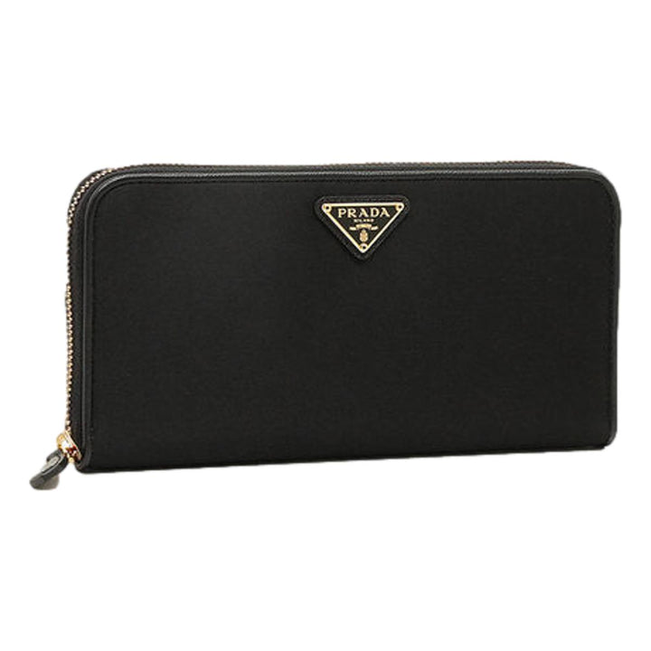 Prada Black Tessuto Nylon Zip Around Wallet 1ML506