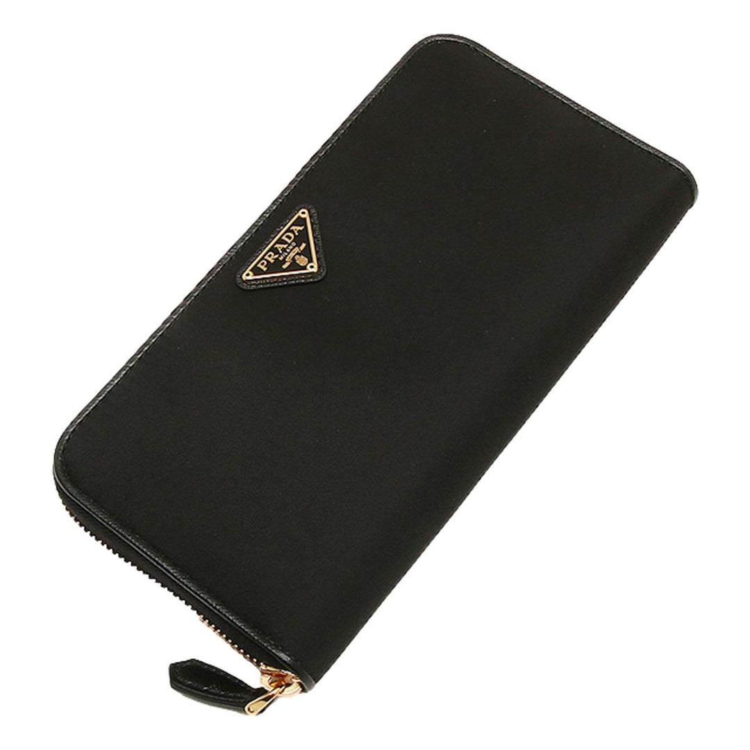 Prada Black Tessuto Nylon Zip Around Wallet 1ML506