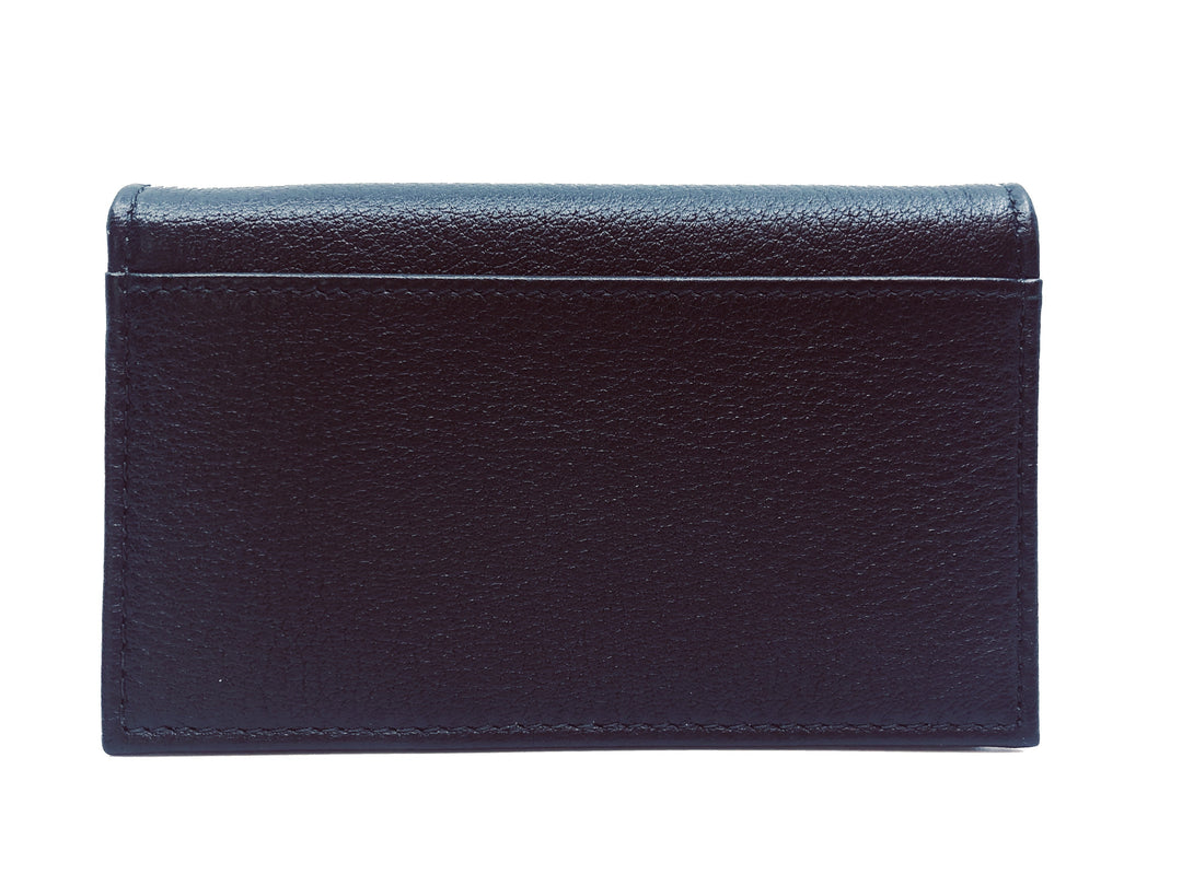Prada Black Vitello Grain Soft Calf Leather Credit Card Case Wallet 1MC122