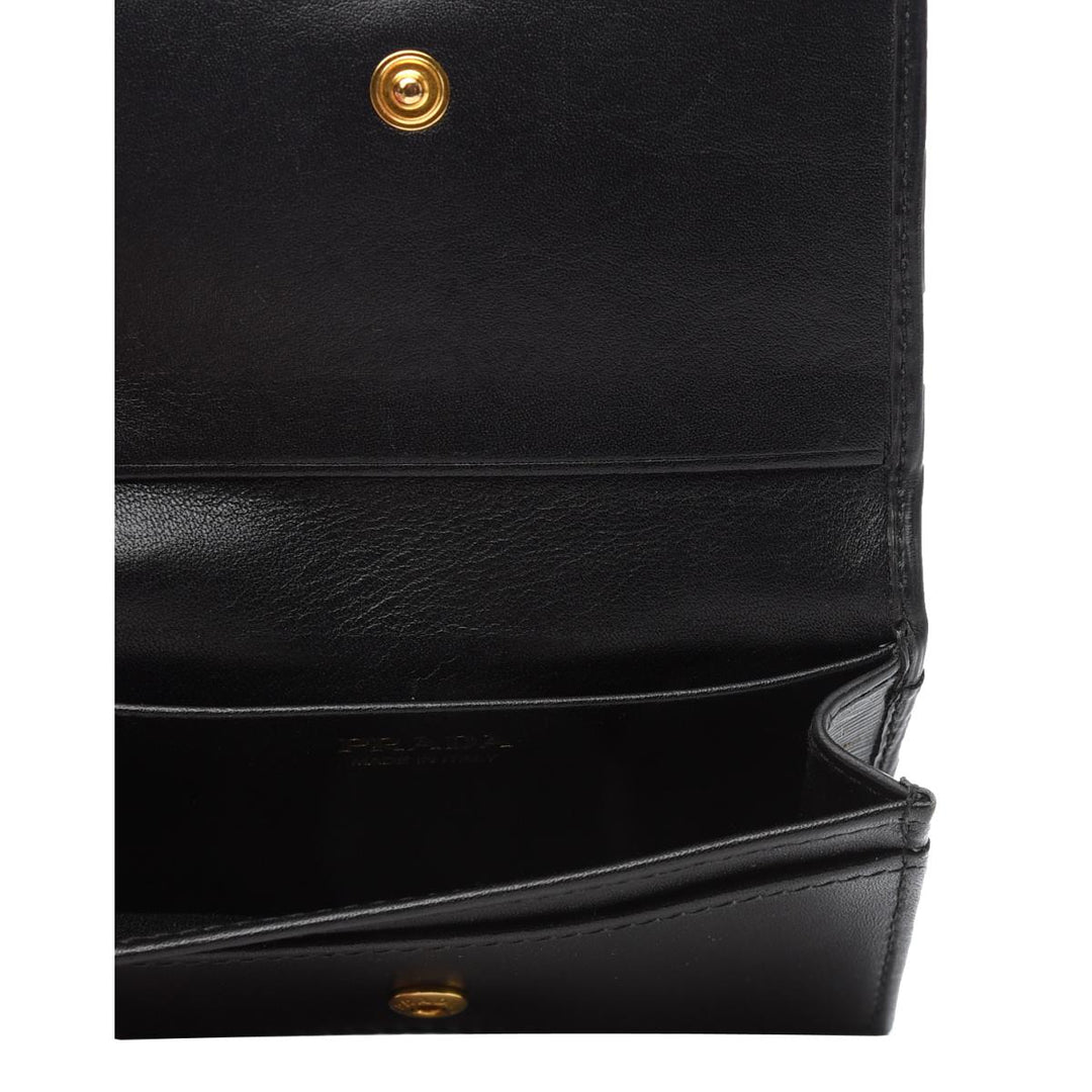 Prada Black Vitello Move Leather Card Case Wallet 1MC122