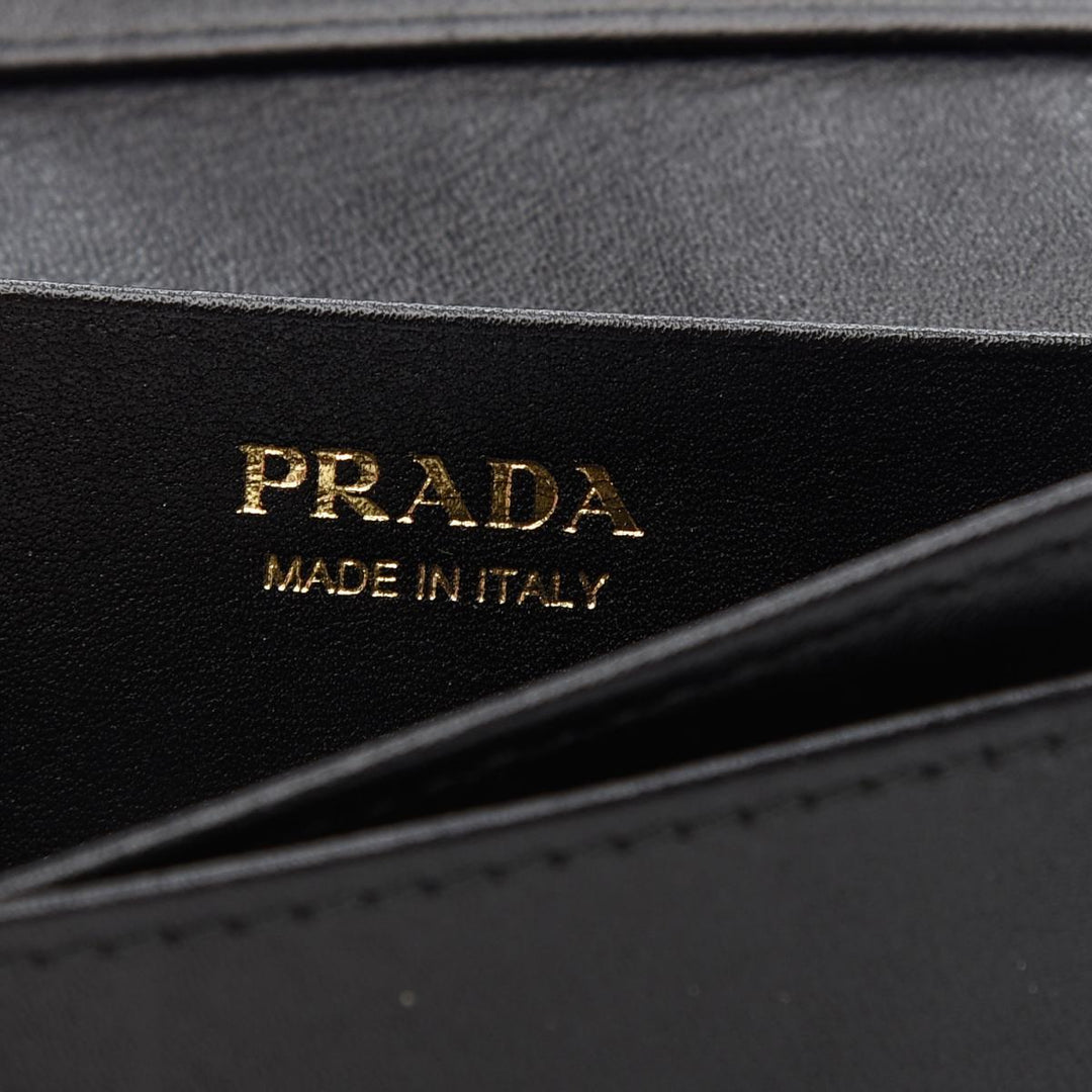 Prada Black Vitello Move Leather Card Case Wallet 1MC122