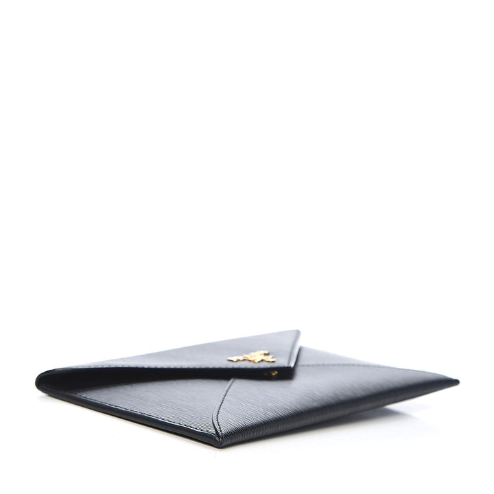 Prada Black Vitello Move Leather Long Envelope Wallet 1MF175