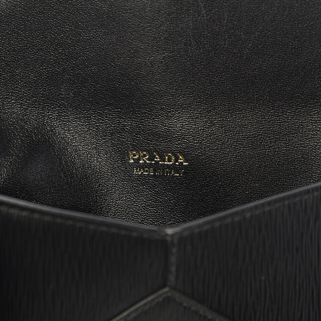 Prada Black Vitello Move Leather Long Envelope Wallet 1MF175