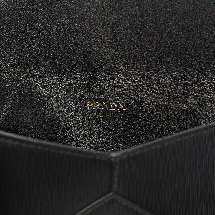 Prada Black Vitello Move Leather Long Envelope Wallet 1MF175