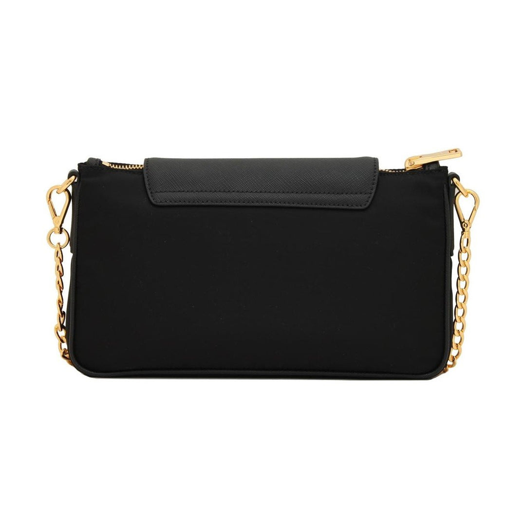 Prada Tessuto Nylon Saffiano Trim Chain Black Cross Body Bag 1BH085