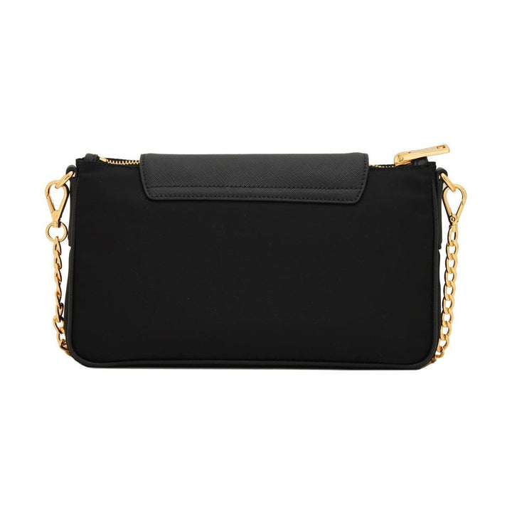 Prada Tessuto Nylon Saffiano Trim Chain Black Cross Body Bag 1BH085