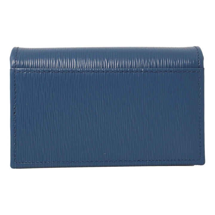 Prada Blue Vitello Move Leather Triangle Logo Card Case Wallet 1MC122