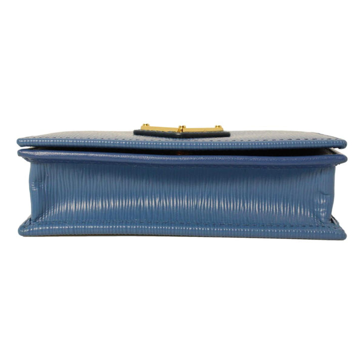 Prada Blue Vitello Move Leather Triangle Logo Card Case Wallet 1MC122