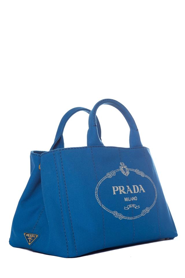 Prada Canapa Handle Blue Canvas Tote