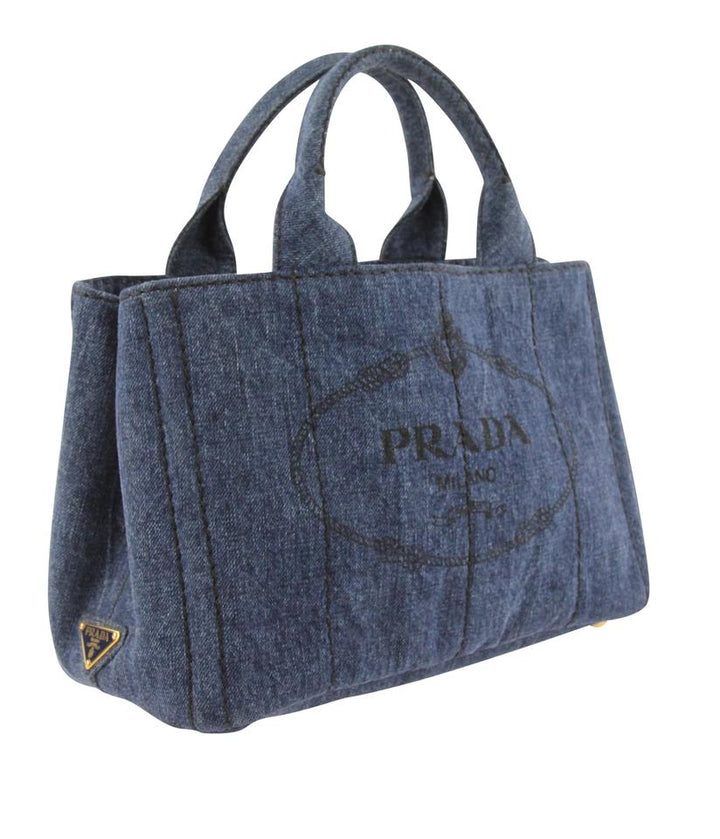 Prada Canapa Mini Blue Denim Tote