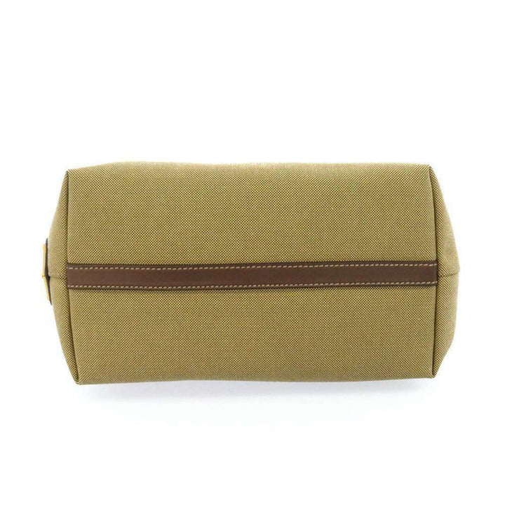 Prada Canvas Jacquard Logo Brown Leather Trim Small Satchel 1BA111