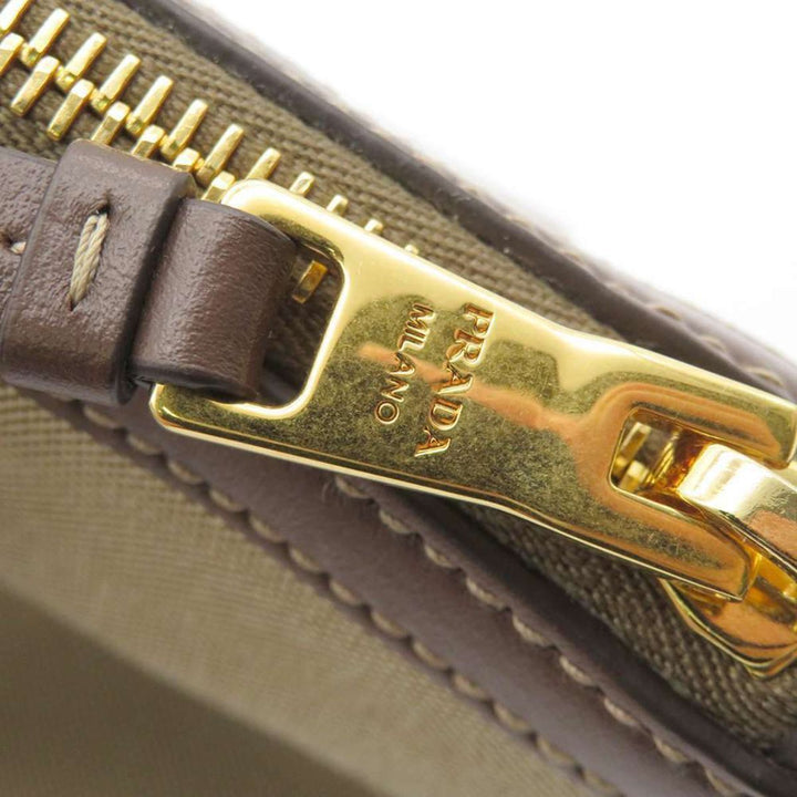 Prada Canvas Jacquard Logo Brown Leather Trim Small Satchel 1BA111
