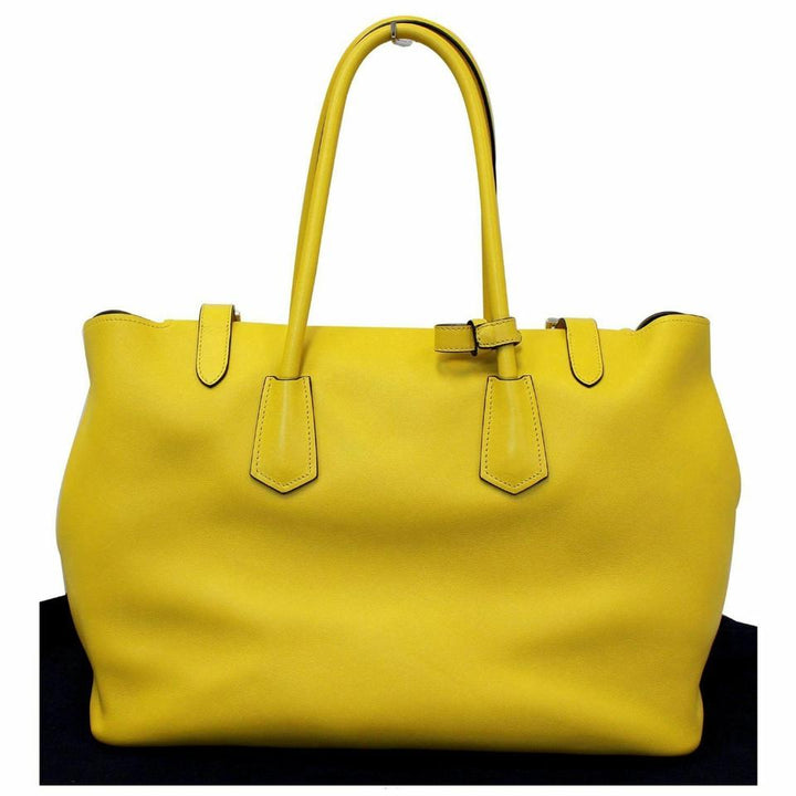 Prada Bag City Calf Buckle Yellow Calfskin Leather Tote