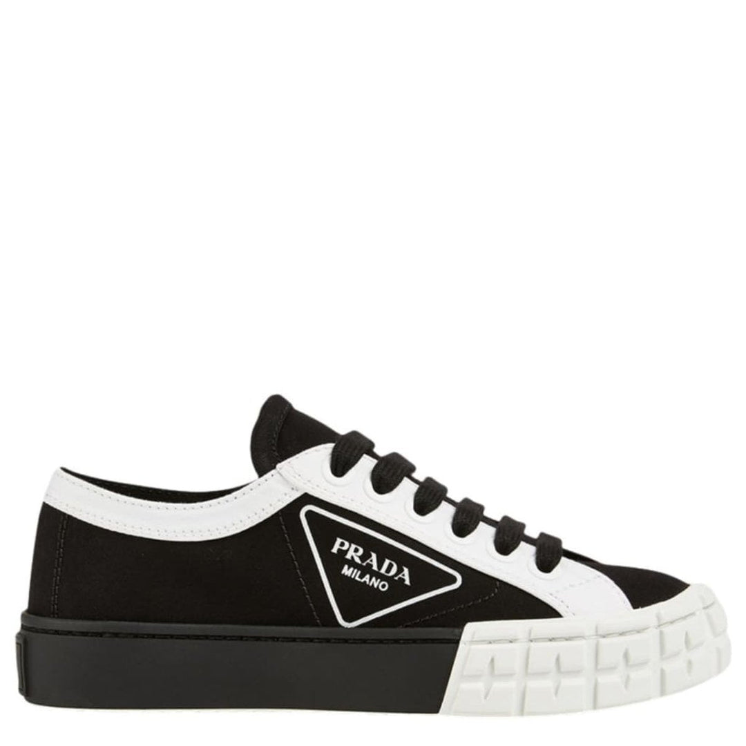 Prada-Gabardine Logo Sneakers - Runway Catalog