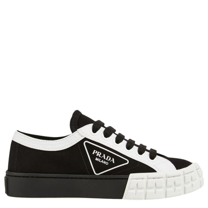 Prada-Gabardine Logo Sneakers - Runway Catalog