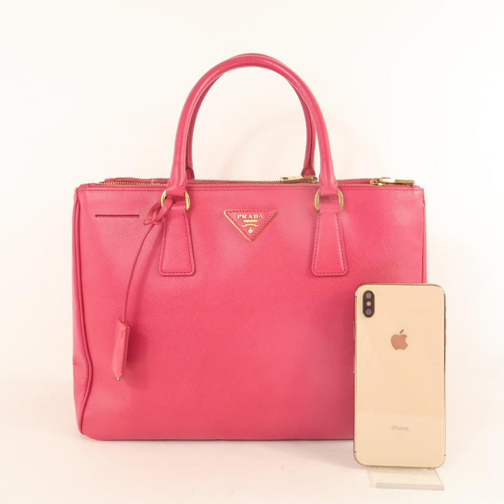 Prada Galleria Double Lux Medium Saffiano Pink Calfskin Tote