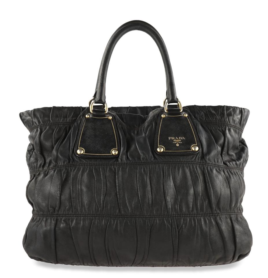 Prada Galleria Gauffre Black Leather Tote