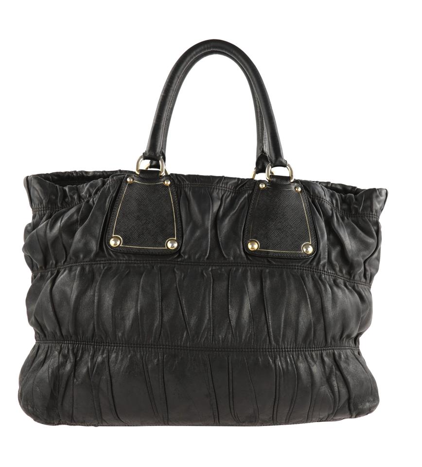 Prada Galleria Gauffre Black Leather Tote